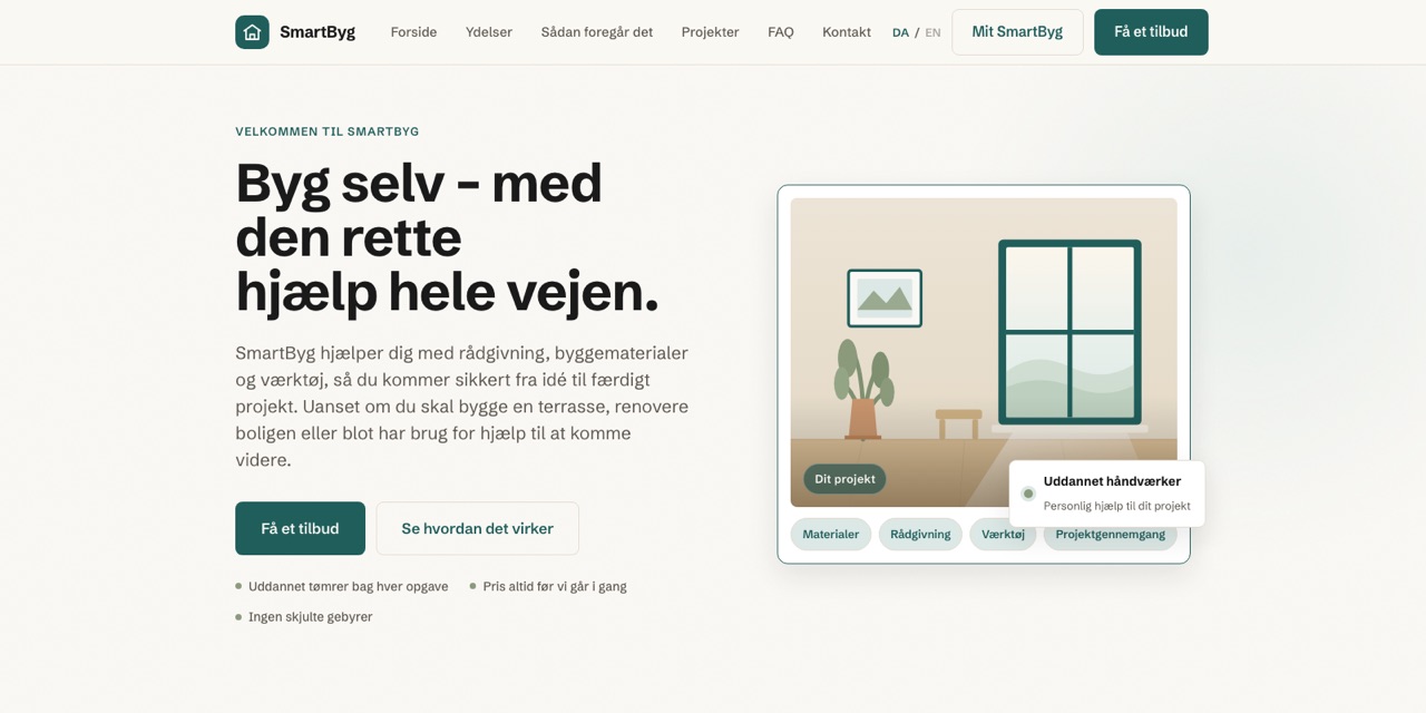 Screenshot of the SmartByg website